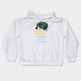 Head of a human with brain and electronic eye Kids Hoodie